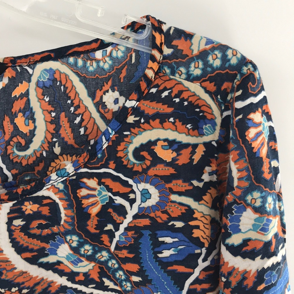 Zara Basic Large Yellow Orange/Blue/Orange Print … - image 2